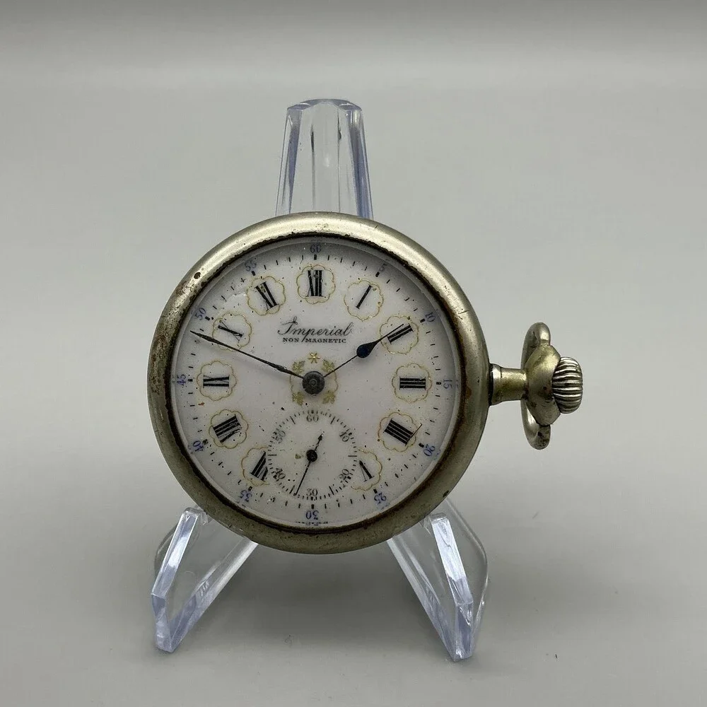 Antique Buren Imperial Pocket Watch Men 50mm Fancy Dial Manual Wind Not Running